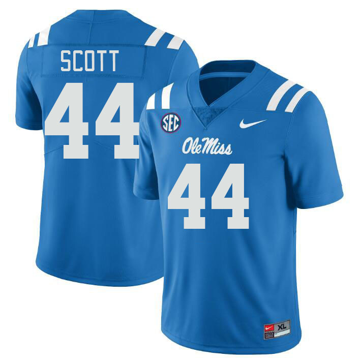 Ole Miss Rebels #44 Ali Scott College Football Jerseyes Stitched Sale-Powder Blue